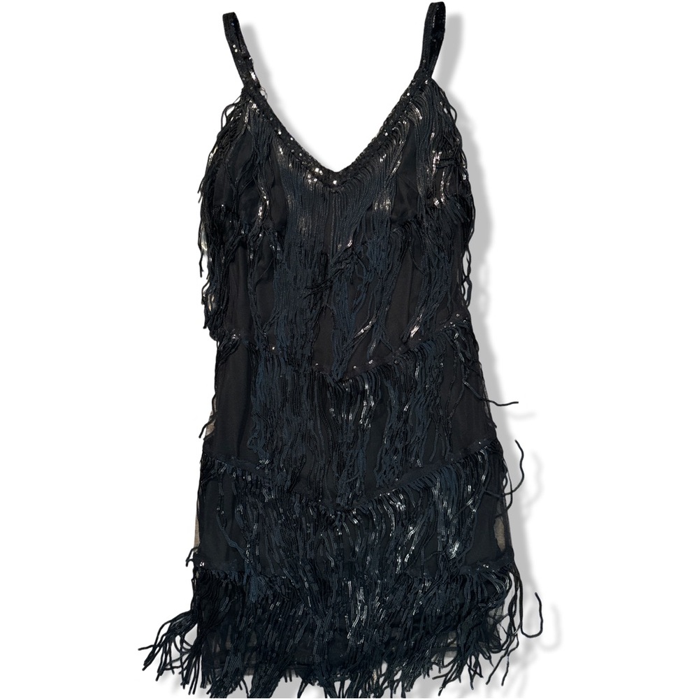 Fashion Nova Fringe Mini Dress Size S Black
